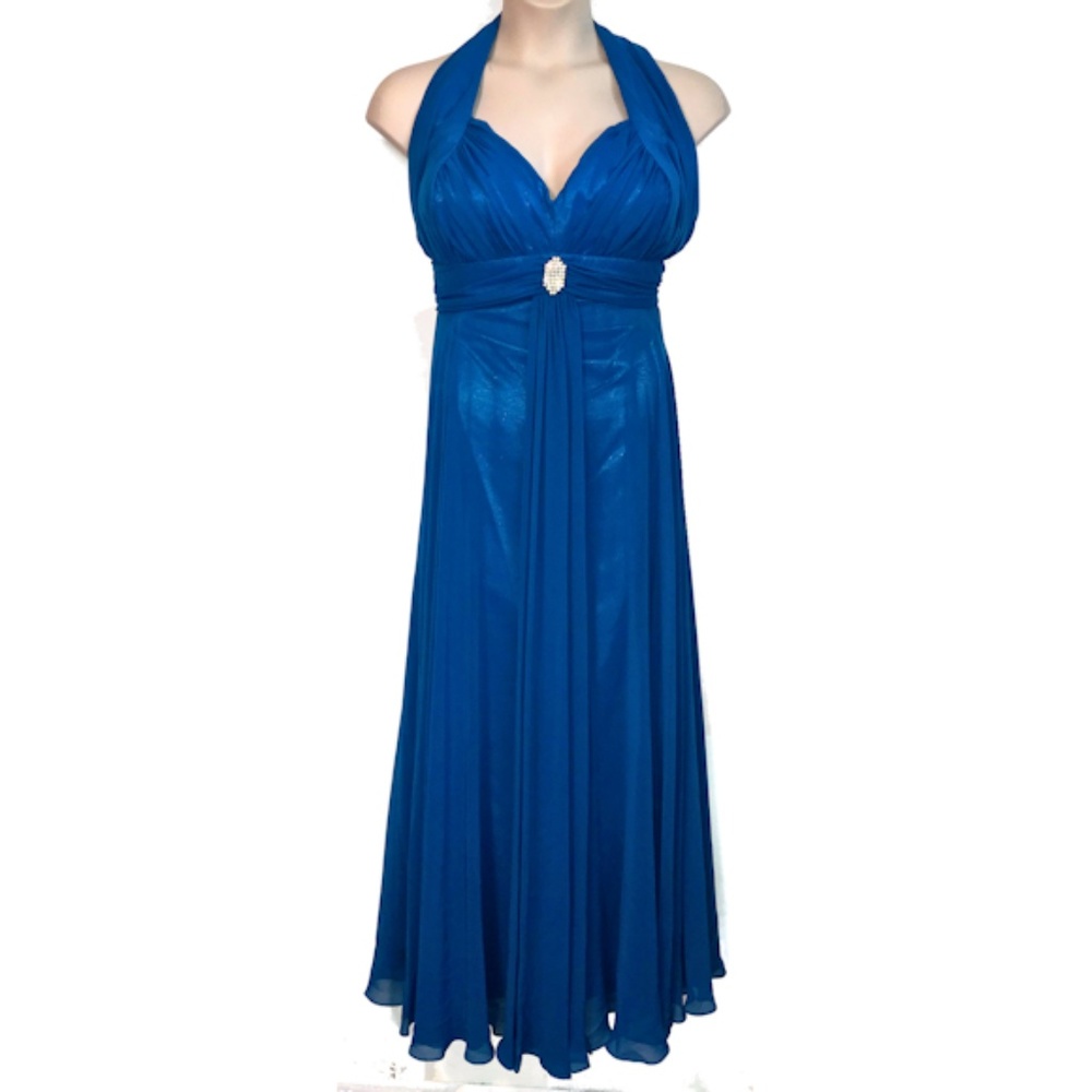 Sexy VNeck Blue Empire Chiffon Formal Dress 30W 5X